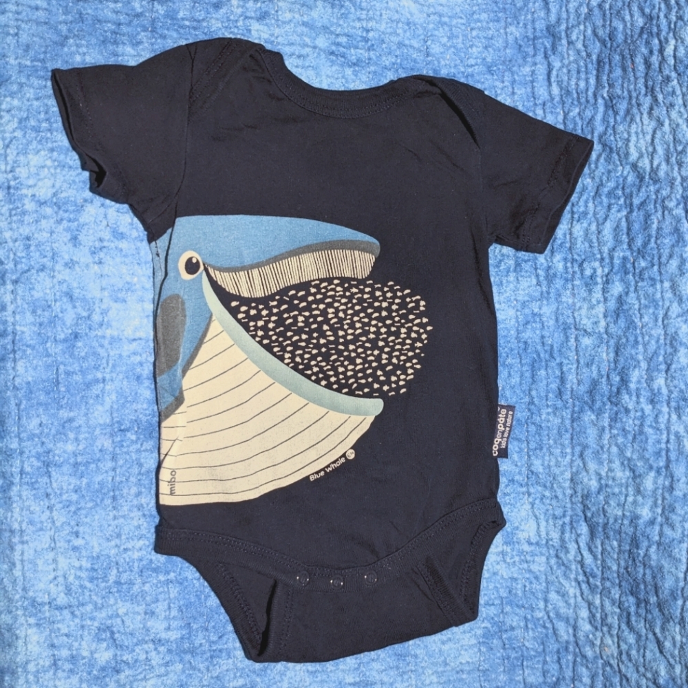 3-6m organic cotton whale onesie
